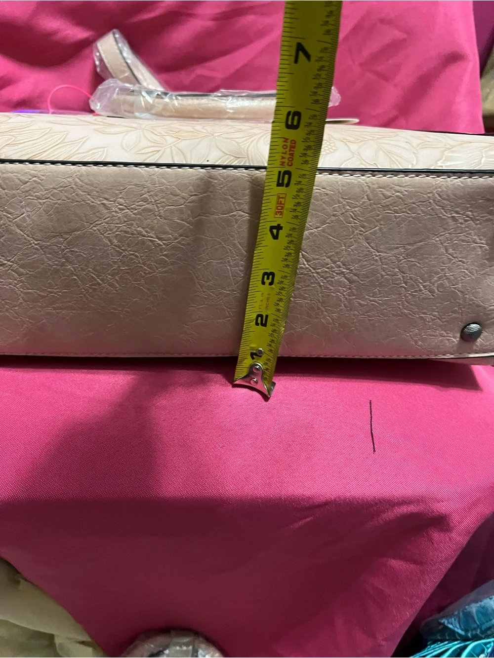 Bag Party , two toes, Embossed Floral Tote Bag in Blush Pink - Women Bags